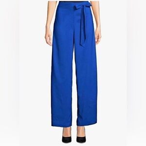 NWT ECI Women's Flared Pants size 4 Blue with Adjustable Tie Cobalt Blue